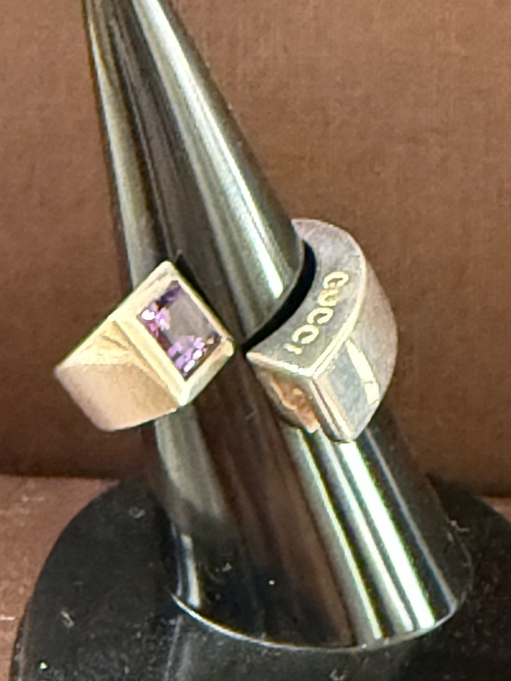 GUCCI Spiral Amethyst 925 Silver Ring
